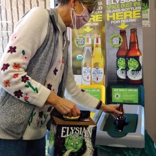 a person standing in front of a store