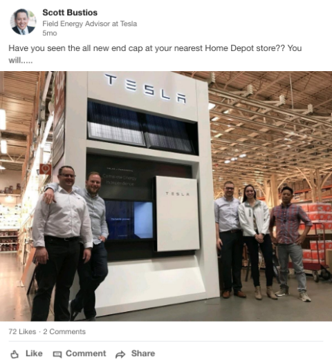 Tesla Home Depot LinkedIn Tesla Home Depot LinkedIn